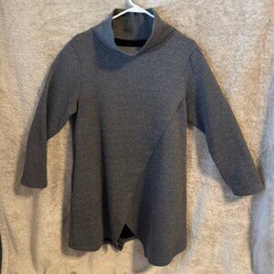 Women's Dark Grey Long Sleeve Dress or Sweater with Pockets - Size L